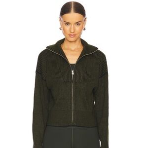 Varley Olive Green Carmen Ribbed Knit Jacket sweater size Xsmall